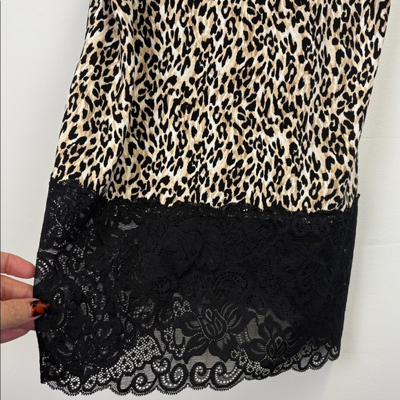 White House Black Market Animal Print & Black Lace Chemise/slip Sz Small - Picture 4 of 8